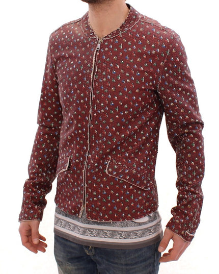 Dolce & Gabbana Bordeaux Leather Boxer Print Jacket Coat