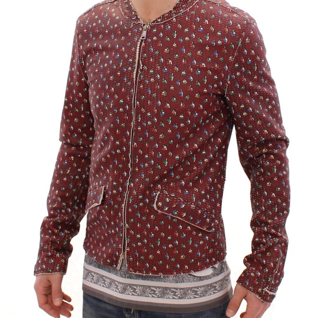 Dolce & Gabbana Bordeaux Leather Boxer Print Jacket Coat