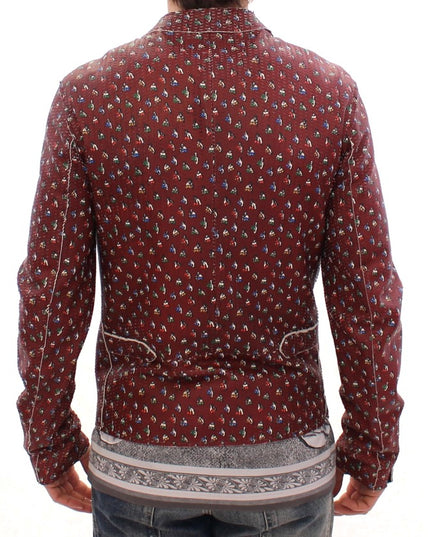 Dolce & Gabbana Bordeaux Leather Boxer Print Jacket Coat