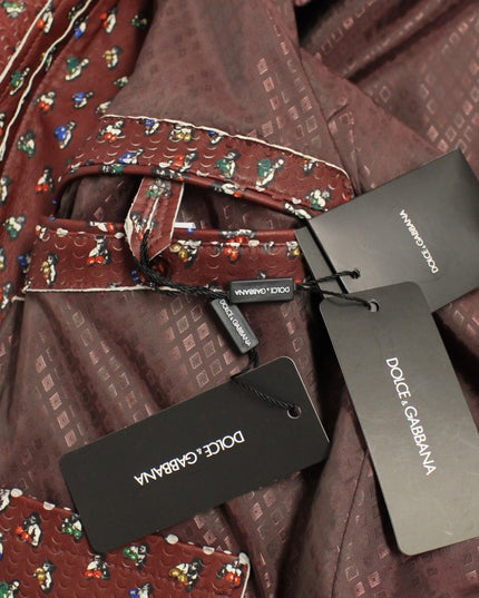 Dolce & Gabbana Bordeaux Leather Boxer Print Jacket Coat