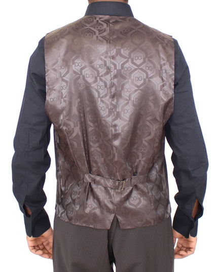 Dolce & Gabbana Brown Striped Stretch Dress Vest