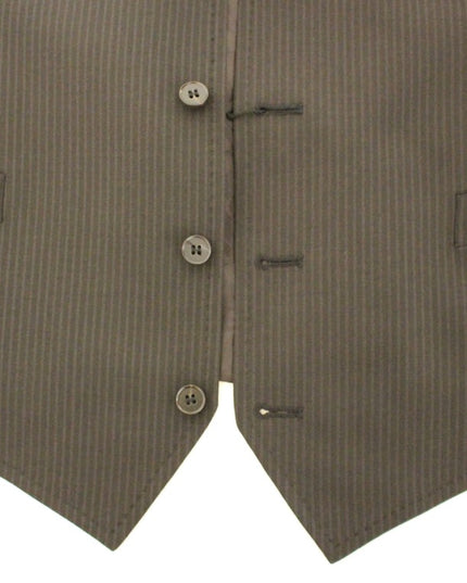 Dolce & Gabbana Brown Striped Stretch Dress Vest