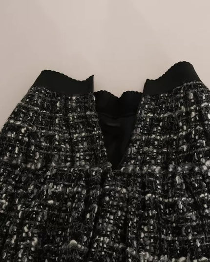 Dolce & Gabbana Black Check Flounce Detailed Wool Mini Skirt