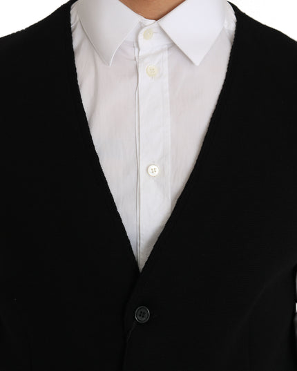 Dolce & Gabbana Black Cotton Dress Woven Waistcoat