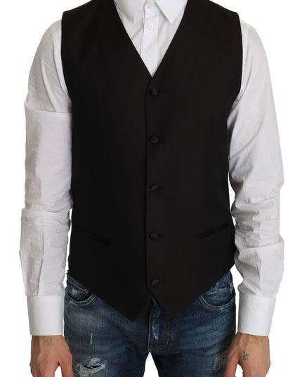 Dolce & Gabbana Black Silk Dress Waistcoat