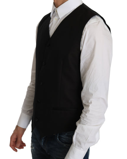 Dolce & Gabbana Black Silk Dress Waistcoat