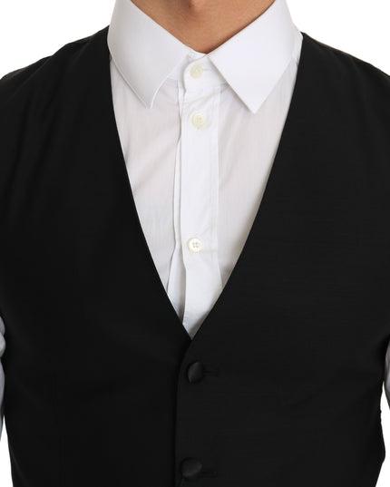 Dolce & Gabbana Black Wool Dress Waistcoat