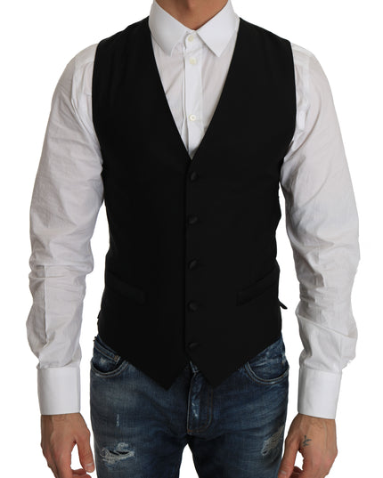 Dolce & Gabbana Black Wool Dress Waistcoat