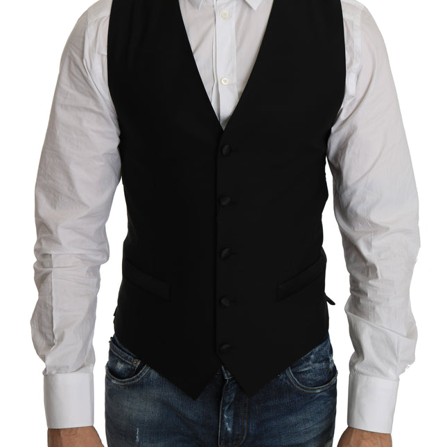 Dolce & Gabbana Black Wool Dress Waistcoat