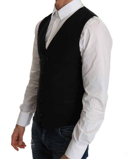 Dolce & Gabbana Black Wool Dress Waistcoat