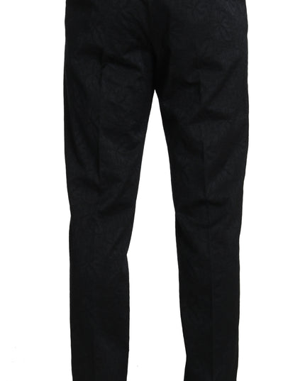 Dolce & Gabbana Black Cotton Brocade Formal Trousers Pants