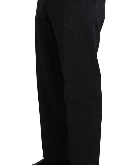 Dolce & Gabbana Black Cotton Brocade Formal Trousers Pants