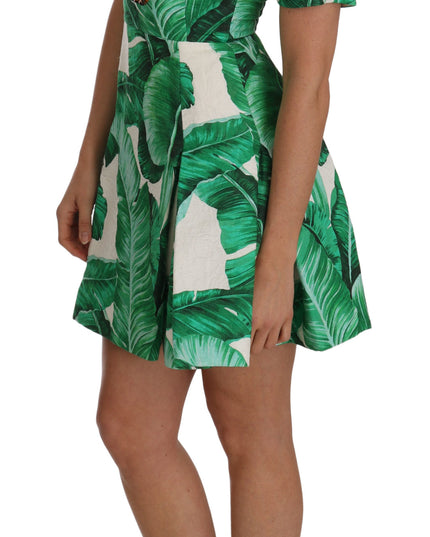 Dolce & Gabbana A-Line Banana Leaf Pineapple Crystal Dress