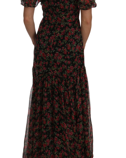 Dolce & Gabbana Black Floral Roses A-Line Shift Gown