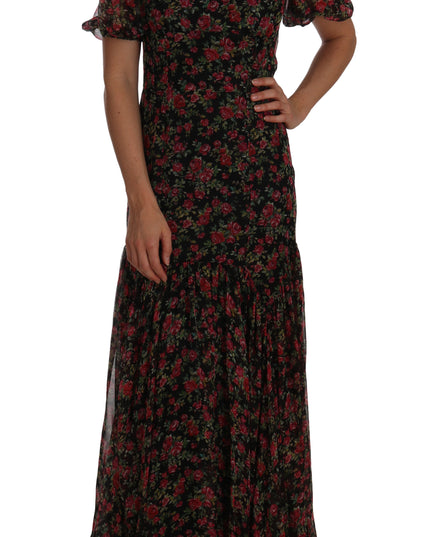 Dolce & Gabbana Black Floral Roses A-Line Shift Gown