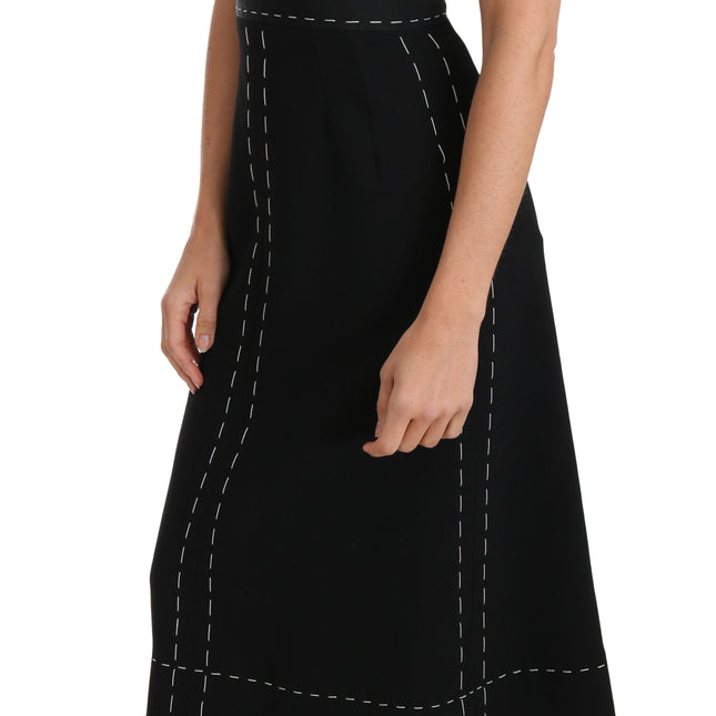 Dolce & Gabbana Black Wool Stretch A-line Sheath Dress
