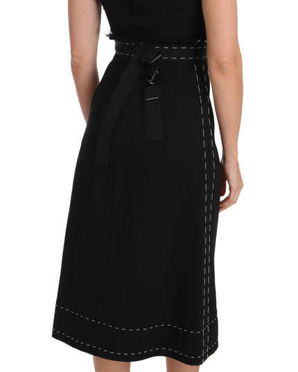 Dolce & Gabbana Black Wool Stretch A-line Sheath Dress