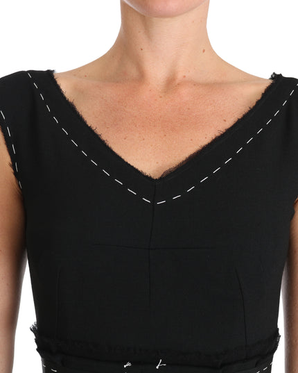 Dolce & Gabbana Black Wool Stretch A-line Sheath Dress