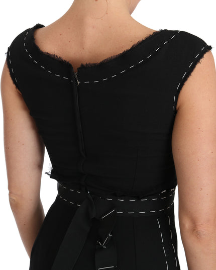 Dolce & Gabbana Black Wool Stretch A-line Sheath Dress