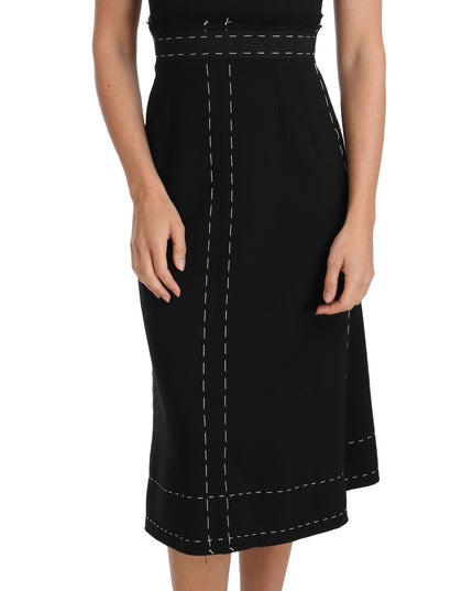 Dolce & Gabbana Black Wool Stretch A-line Sheath Dress