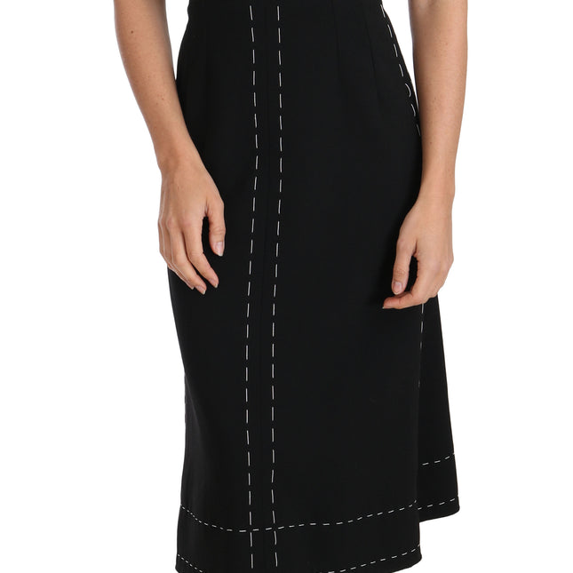 Dolce & Gabbana Black Wool Stretch A-line Sheath Dress