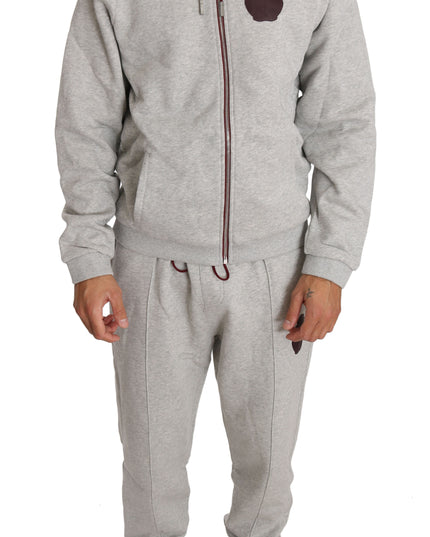 Billionaire Italian Couture Gray Cotton Sweater Pants Tracksuit