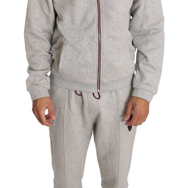 Billionaire Italian Couture Gray Cotton Sweater Pants Tracksuit