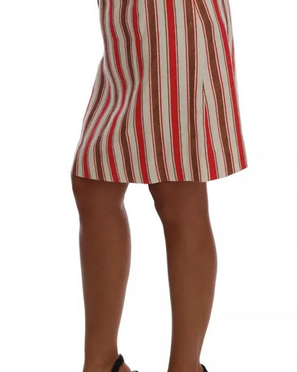 Dolce & Gabbana Multicolor Portofino Stripes Cotton Midi Skirt