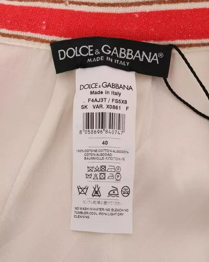 Dolce & Gabbana Multicolor Portofino Stripes Cotton Midi Skirt