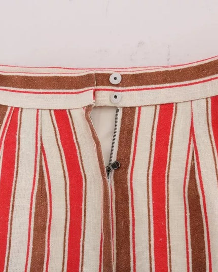 Dolce & Gabbana Multicolor Portofino Stripes Cotton Midi Skirt