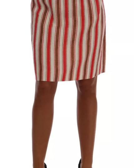 Dolce & Gabbana Multicolor Portofino Stripes Cotton Midi Skirt