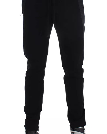 Dolce & Gabbana Black Gray Wool Casual Trousers Stripe Pants