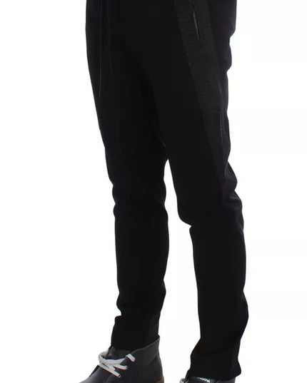 Dolce & Gabbana Black Gray Wool Casual Trousers Stripe Pants