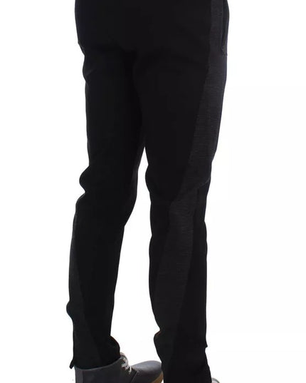 Dolce & Gabbana Black Gray Wool Casual Trousers Stripe Pants