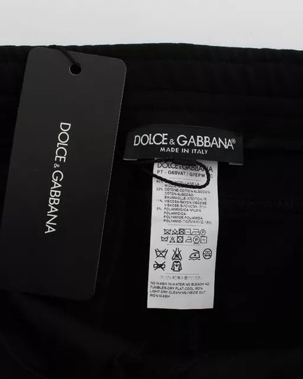 Dolce & Gabbana Black Gray Wool Casual Trousers Stripe Pants