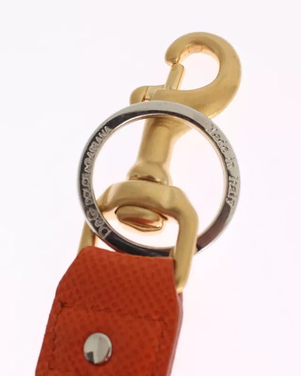 Dolce & Gabbana Brown Gold Raffia Leather Clasp Finder Chain Keyring