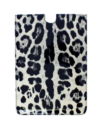 Dolce & Gabbana White Leopard Pattern Leather eBook Cover Tablet Case