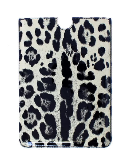 Dolce & Gabbana White Leopard Pattern Leather eBook Cover Tablet Case