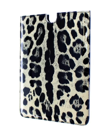 Dolce & Gabbana White Leopard Pattern Leather eBook Cover Tablet Case