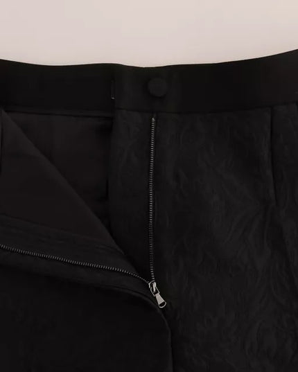 Dolce & Gabbana Black Floral Brocade High Waist Pants