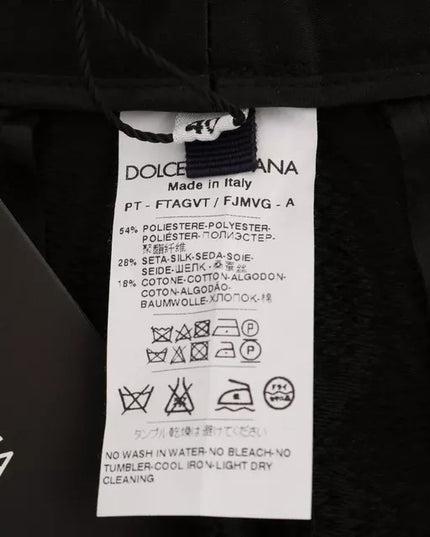 Dolce & Gabbana Black Floral Brocade High Waist Pants
