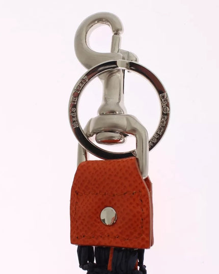 Dolce & Gabbana Red Yellow Raffia Leather Clasp Finder Keyring Keychain