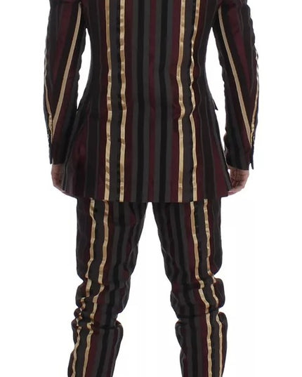 Dolce & Gabbana Multicolor Striped Runway 3 Piece Slim Fit Vest Suit