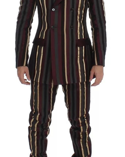 Dolce & Gabbana Multicolor Striped Runway 3 Piece Slim Fit Vest Suit