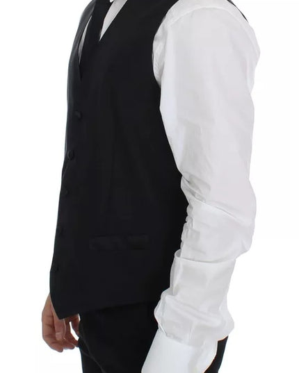 Dolce & Gabbana Black Wool Silk Dress Gilet Jacket Vest