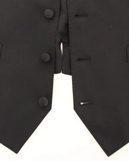 Dolce & Gabbana Black Wool Silk Dress Gilet Jacket Vest