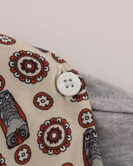 Dolce & Gabbana Gray Cotton Owl Silk Scarf Top T-shirt