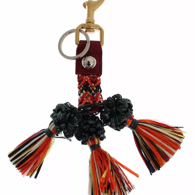 Dolce & Gabbana Multicolor Raffia Leather Clasp Finder Chain Keyring