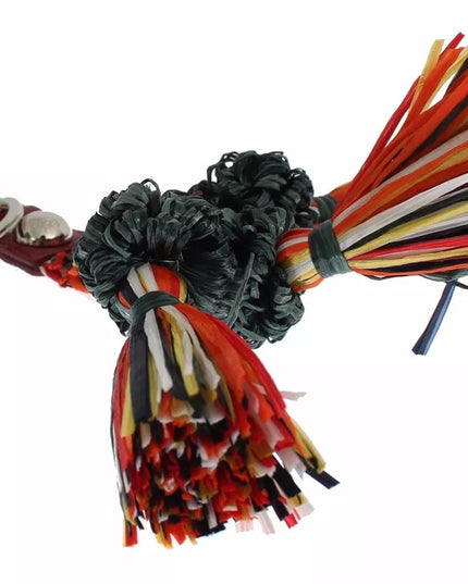 Dolce & Gabbana Multicolor Raffia Leather Clasp Finder Chain Keyring