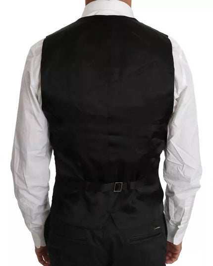 Dolce & Gabbana Black Wool Logo Waistcoat Vest